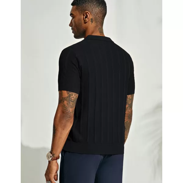 PJ PAUL JONES Mens Polo Shirts Textured Knit V-Neck Golf Polo Shirts