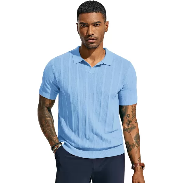 PJ PAUL JONES Mens Polo Shirts Textured Knit V-Neck Golf Polo Shirts