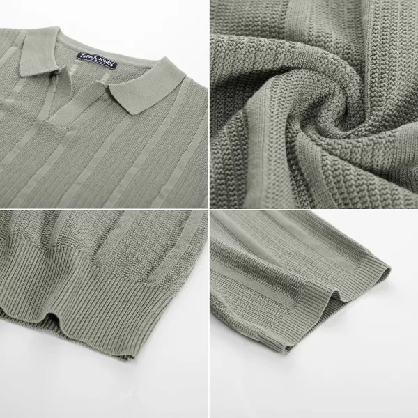 PJ PAUL JONES Mens Polo Shirts Textured Knit V-Neck Golf Polo Shirts