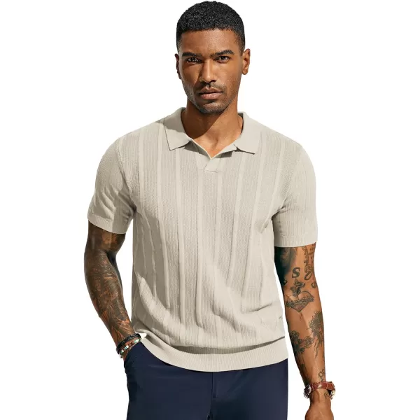 PJ PAUL JONES Mens Polo Shirts Textured Knit V-Neck Golf Polo Shirts