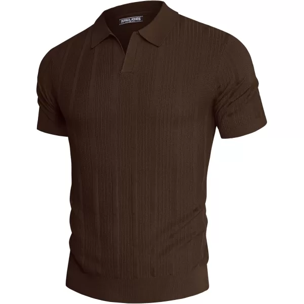 PJ PAUL JONES Mens Polo Shirts Textured Knit V-Neck Golf Polo Shirts