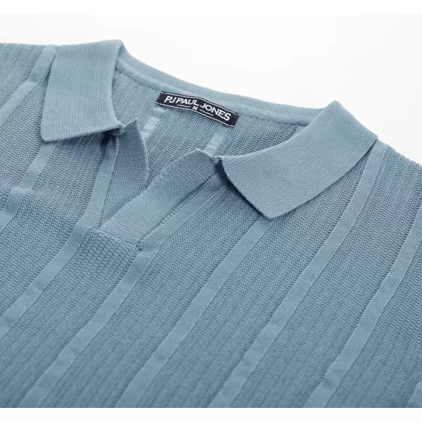PJ PAUL JONES Mens Polo Shirts Textured Knit V-Neck Golf Polo Shirts