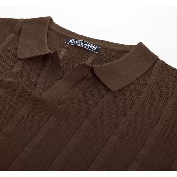 PJ PAUL JONES Mens Polo Shirts Textured Knit V-Neck Golf Polo Shirts
