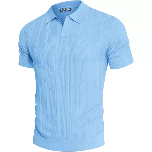 PJ PAUL JONES Mens Polo Shirts Textured Knit V-Neck Golf Polo Shirts