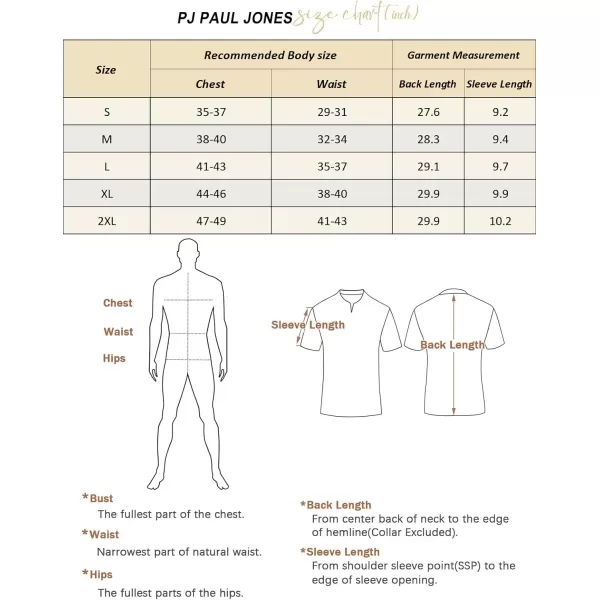 PJ PAUL JONES Mens Polo Shirts Textured Knit V-Neck Golf Polo Shirts