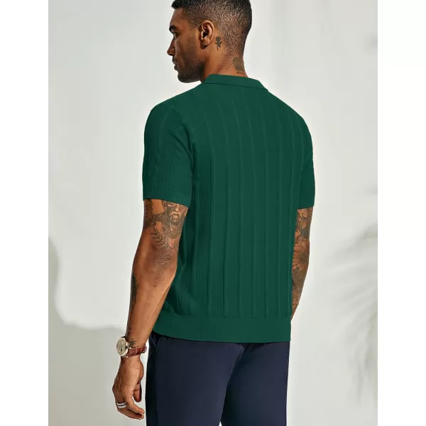PJ PAUL JONES Mens Polo Shirts Textured Knit V-Neck Golf Polo Shirts