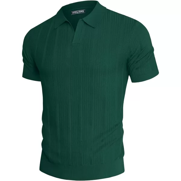 PJ PAUL JONES Mens Polo Shirts Textured Knit V-Neck Golf Polo Shirts