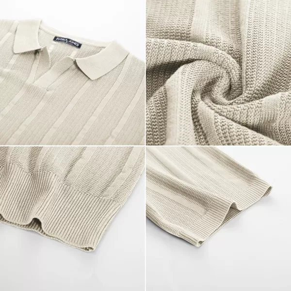 PJ PAUL JONES Mens Polo Shirts Textured Knit V-Neck Golf Polo Shirts