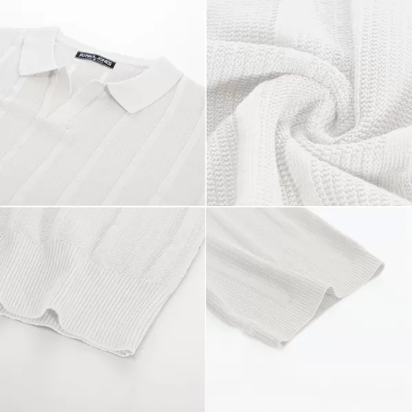 PJ PAUL JONES Mens Polo Shirts Textured Knit V-Neck Golf Polo Shirts