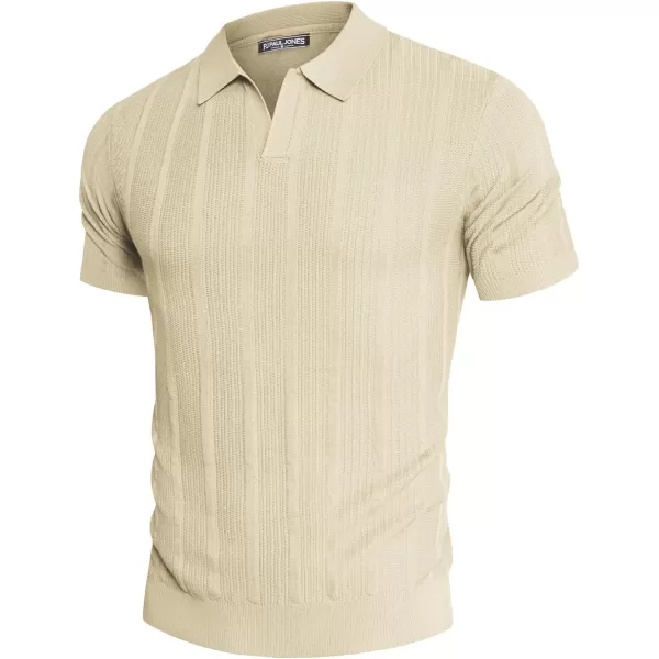 PJ PAUL JONES Mens Polo Shirts Textured Knit V-Neck Golf Polo Shirts
