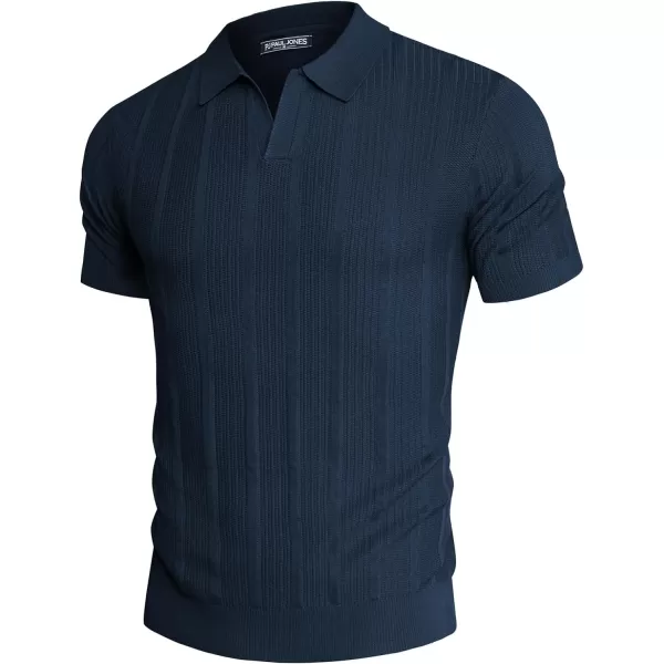 PJ PAUL JONES Mens Polo Shirts Textured Knit V-Neck Golf Polo Shirts