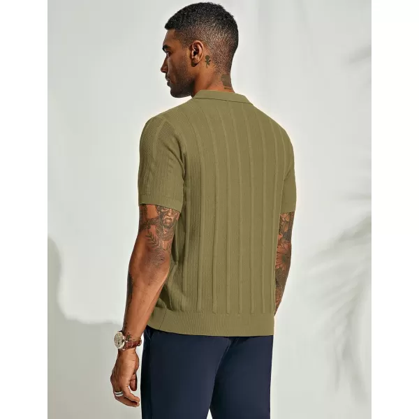 PJ PAUL JONES Mens Polo Shirts Textured Knit V-Neck Golf Polo Shirts