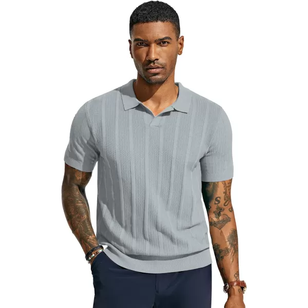 PJ PAUL JONES Mens Polo Shirts Textured Knit V-Neck Golf Polo Shirts