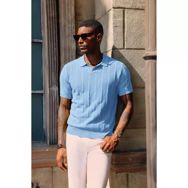 PJ PAUL JONES Mens Polo Shirts Textured Knit V-Neck Golf Polo Shirts
