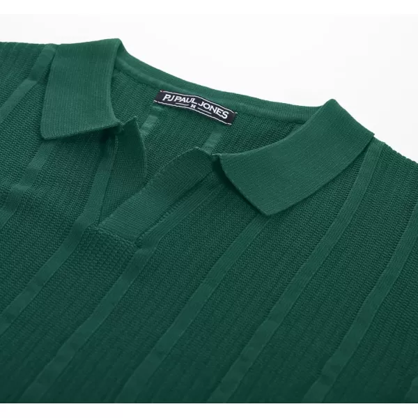 PJ PAUL JONES Mens Polo Shirts Textured Knit V-Neck Golf Polo Shirts