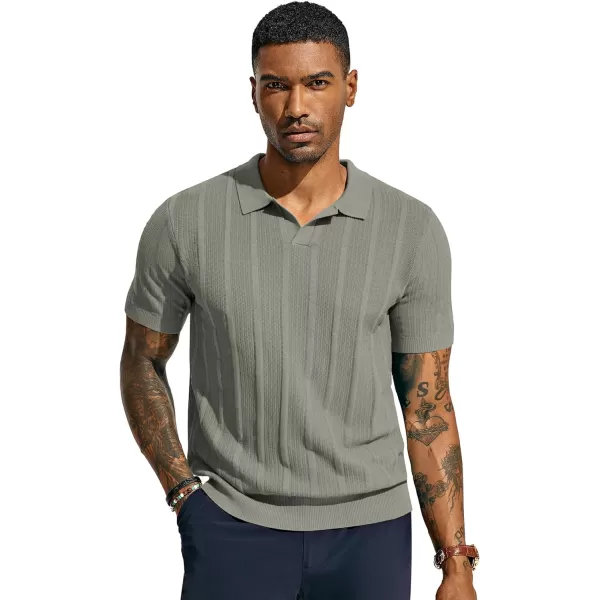 PJ PAUL JONES Mens Polo Shirts Textured Knit V-Neck Golf Polo Shirts