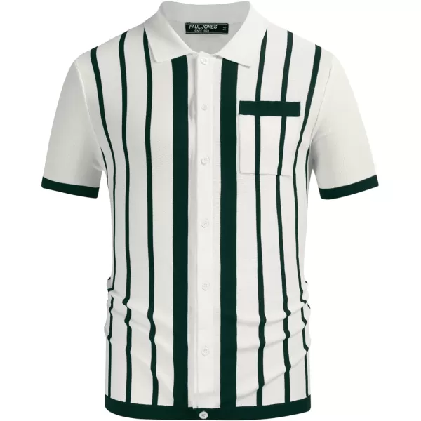 PJ PAUL JONES Mens Polo Shirts Vintage Striped Button Down Knitted Golf Shirts