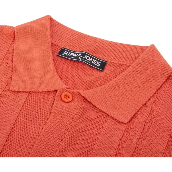 PJ PAUL JONES Mens Polo Shirts Vintage Striped Button Down Knitted Golf Shirts