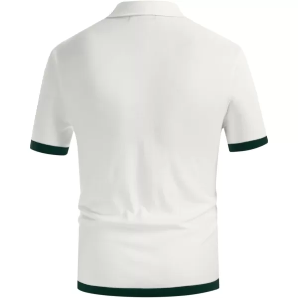PJ PAUL JONES Mens Polo Shirts Vintage Striped Button Down Knitted Golf Shirts