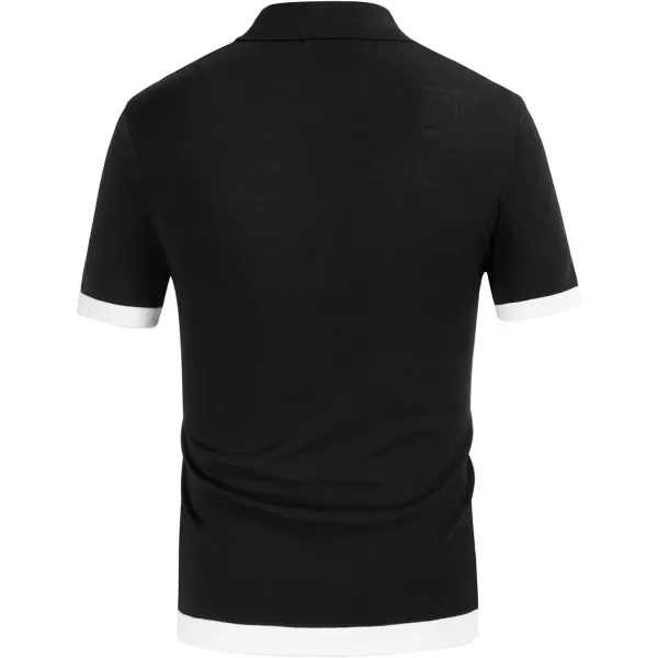 PJ PAUL JONES Mens Polo Shirts Vintage Striped Button Down Knitted Golf Shirts