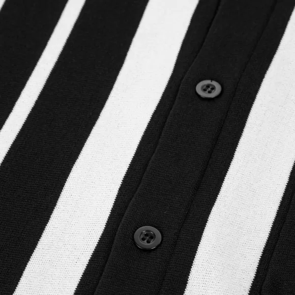 PJ PAUL JONES Mens Polo Shirts Vintage Striped Button Down Knitted Golf Shirts