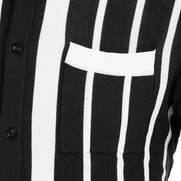 PJ PAUL JONES Mens Polo Shirts Vintage Striped Button Down Knitted Golf Shirts