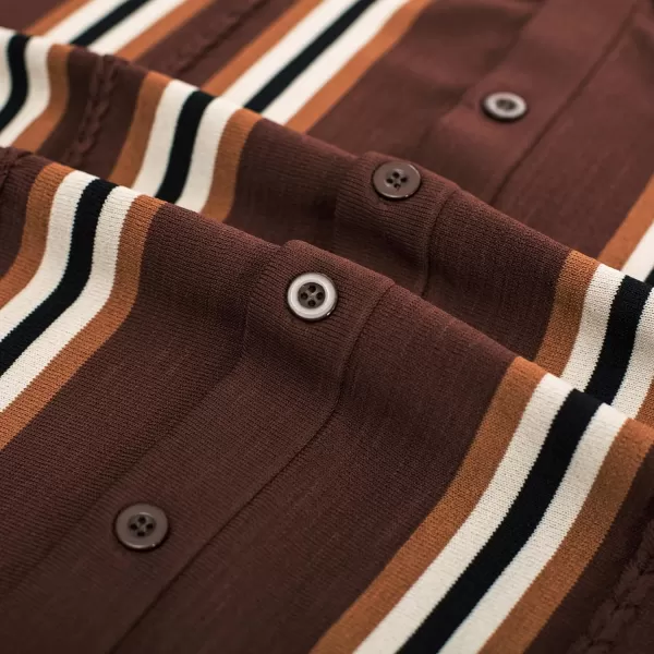 PJ PAUL JONES Mens Polo Shirts Vintage Striped Button Down Knitted Golf Shirts