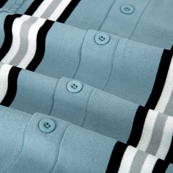 PJ PAUL JONES Mens Polo Shirts Vintage Striped Button Down Knitted Golf Shirts