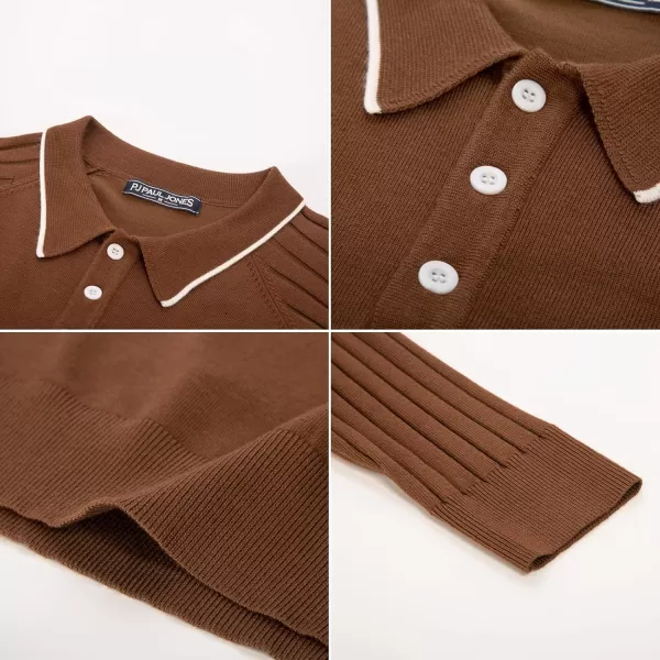 PJ PAUL JONES Men's Pullover Sweater Casual Raglan Sleeves Knit Polo Sweater