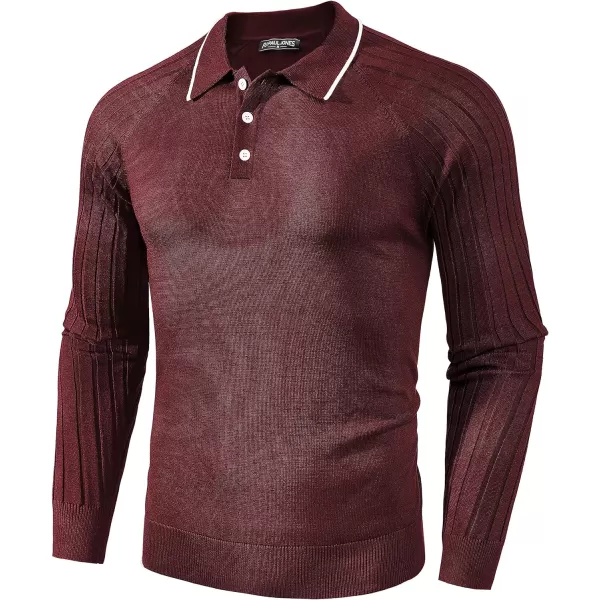 PJ PAUL JONES Men's Pullover Sweater Casual Raglan Sleeves Knit Polo Sweater
