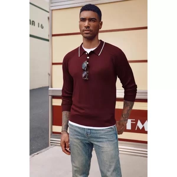 PJ PAUL JONES Men's Pullover Sweater Casual Raglan Sleeves Knit Polo Sweater