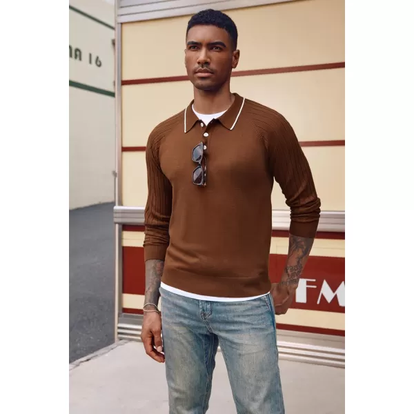 PJ PAUL JONES Men's Pullover Sweater Casual Raglan Sleeves Knit Polo Sweater