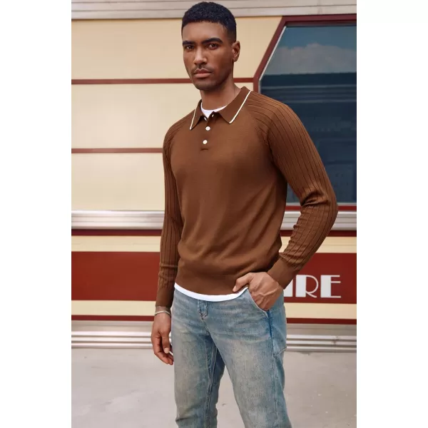 PJ PAUL JONES Men's Pullover Sweater Casual Raglan Sleeves Knit Polo Sweater