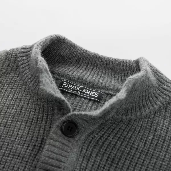 PJ PAUL JONES Men's Quarter Button Sweaters Casual Stand Collar Thermal Cable Knit Pullover Sweater