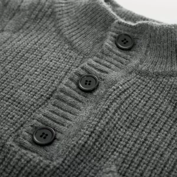 PJ PAUL JONES Men's Quarter Button Sweaters Casual Stand Collar Thermal Cable Knit Pullover Sweater