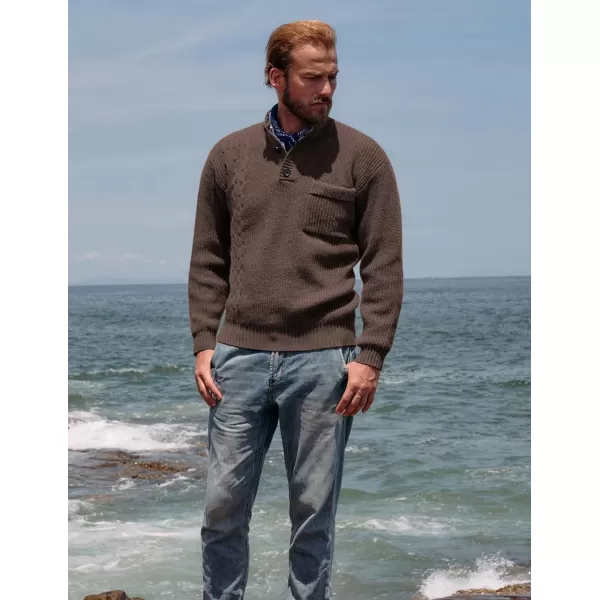PJ PAUL JONES Men's Quarter Button Sweaters Casual Stand Collar Thermal Cable Knit Pullover Sweater
