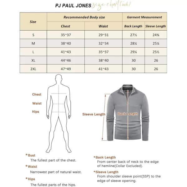 PJ PAUL JONES Men's Quarter Zip Sweater Slim Fit Casual Pullover Sweater Mock Neck Polo Sweaters
