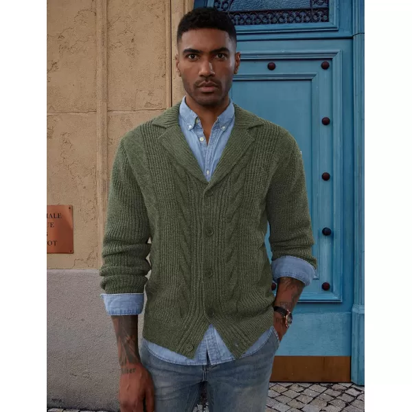 PJ PAUL JONES Men's Shawl Collar Cardigan Sweater Winter Thermal Cable Knitted Twisted Cardigans