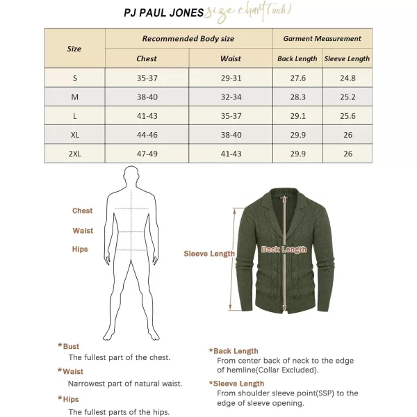 PJ PAUL JONES Men's Shawl Collar Cardigan Sweater Winter Thermal Cable Knitted Twisted Cardigans