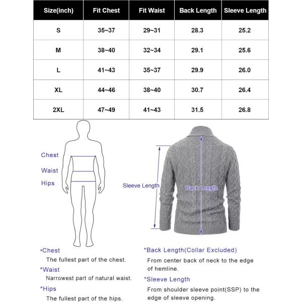 PJ PAUL JONES Men's Shawl Collar Cardigan Sweaters Cable Knitted Aran Sweater with Buttons