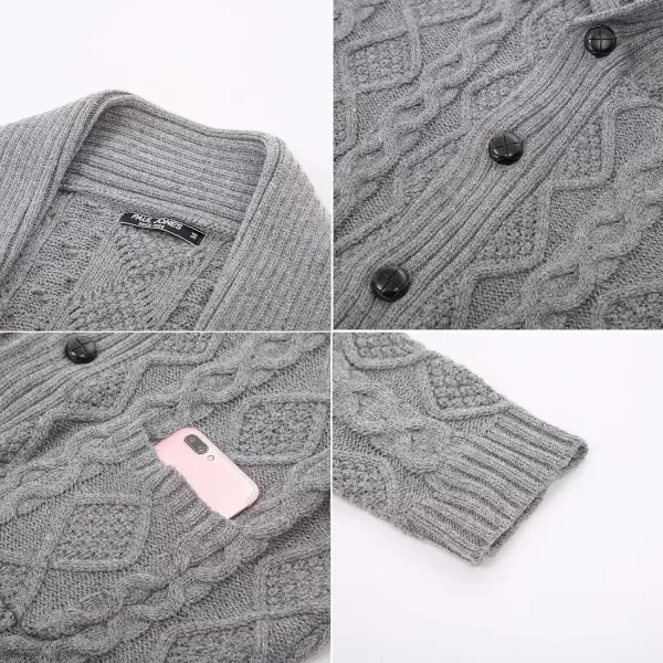 PJ PAUL JONES Men's Shawl Collar Cardigan Sweaters Cable Knitted Aran Sweater with Buttons