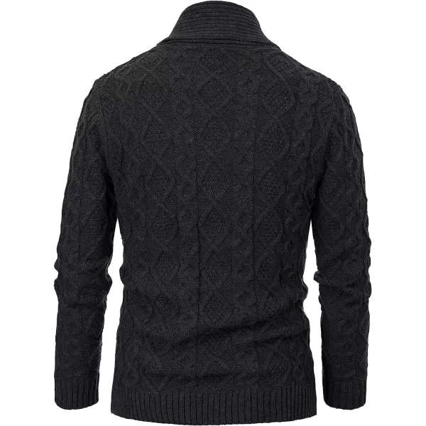 PJ PAUL JONES Men's Shawl Collar Cardigan Sweaters Cable Knitted Aran Sweater with Buttons