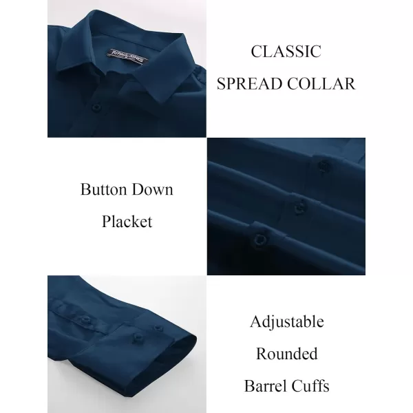PJ PAUL JONES Men's Shiny Satin Dress Shirts Long Sleeve Button Down Silk Shirt with Bow Tie