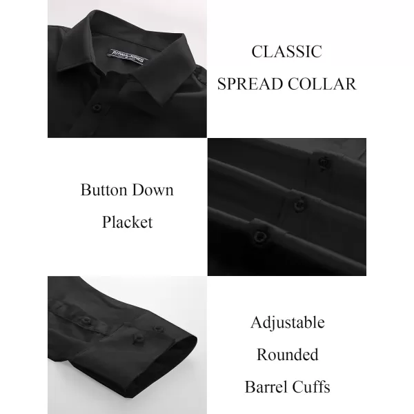 PJ PAUL JONES Men's Shiny Satin Dress Shirts Long Sleeve Button Down Silk Shirt with Bow Tie