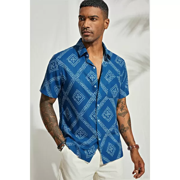 PJ PAUL JONES Mens Shirt Short Sleeve Button Down Tropical Shirts Casual Summer Beach Shirt with Chest Pocket