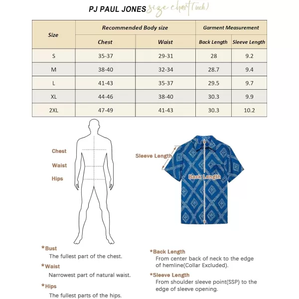 PJ PAUL JONES Mens Shirt Short Sleeve Button Down Tropical Shirts Casual Summer Beach Shirt with Chest Pocket