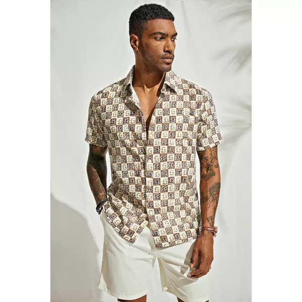 PJ PAUL JONES Mens Shirt Short Sleeve Button Down Tropical Shirts Casual Summer Beach Shirt with Chest Pocket