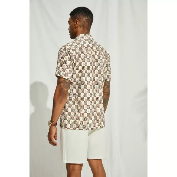 PJ PAUL JONES Mens Shirt Short Sleeve Button Down Tropical Shirts Casual Summer Beach Shirt with Chest Pocket