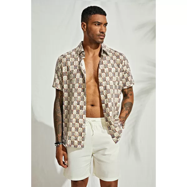 PJ PAUL JONES Mens Shirt Short Sleeve Button Down Tropical Shirts Casual Summer Beach Shirt with Chest Pocket