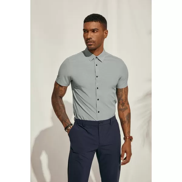 PJ PAUL JONES Mens Short Sleeve Button Down Shirts Wrinkle Free Stretch Dress Shirts for Men Casual Formal Shirt